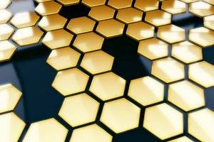 black, Gold, Hexagon, Pattern