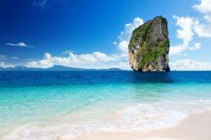 sea, Clouds, Sky, Rock, Nature