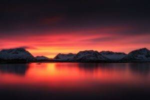 landscape, Lake, Snow