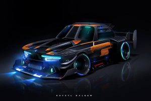 Khyzyl Saleem, Artwork, Car, Vehicle, BMW, Futuristic, Simple background, Widebody