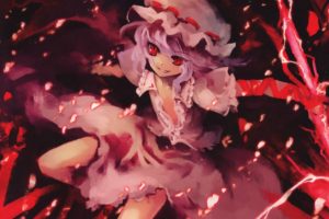 anime girls, Red eyes, Pink hair, Touhou, Remilia Scarlet