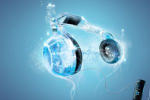 headphones, Blue, Music, 3d, Art