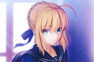 blondes, Video, Games, Fate stay, Night, School, Uniforms, Schoolgirls, Ribbons, Green, Eyes, Visual, Novels, Short, Hair, Saber, Ahoge, Takeuchi, Takashi, Anime, Girls, Faces, Hair, Bun, Hair, Ornaments, Fate,