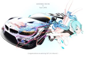 aqua, Eyes, Aqua, Hair, Car, Elbow, Gloves, Hatsune, Miku, Headphones, Moti, Moti, Omoti, Thighhighs, Vocaloid