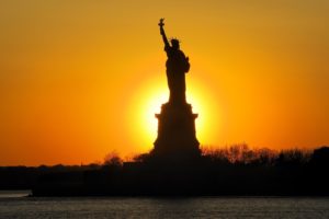 new, York, City, Statue, Of, Liberty, Statue, Usa, Sunset, Sunrise