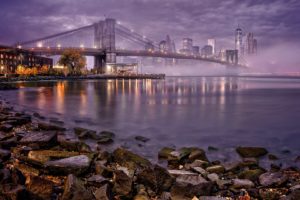 usa, Bridges, Houses, Stones, Coast, Manhattan, New, York, City, Night, Cities