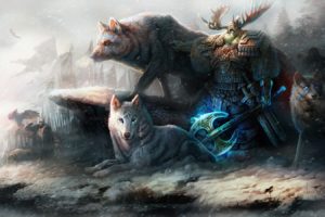 wolf, Original, Characters, Fantasy, Fantasy, Art, Man, Animals