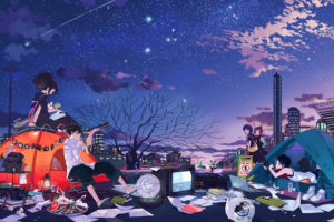 original, Brown, Hair, Camera, City, Clouds, Computer, Fan, Food, Fruit, Hpknight, Night, Original, Phone, Seifuku, Sky, Stars, Tree, Twintails, Watermelon