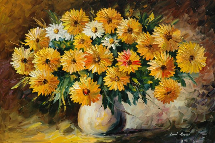 painting, Flowers, Vase, Bouquet HD Wallpaper Desktop Background