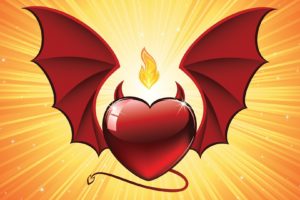 tails, Wings, Devil, Valentines, Day, Digital, Art, Hearts, Illuminated, Vector, Art