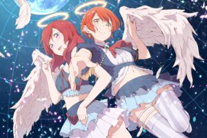 girls, Angel, Haine, Halo, Hoshizora, Rin, Love, Live , School, Idol, Project, Nishikino, Maki, Short, Hair, Skirt, Wings