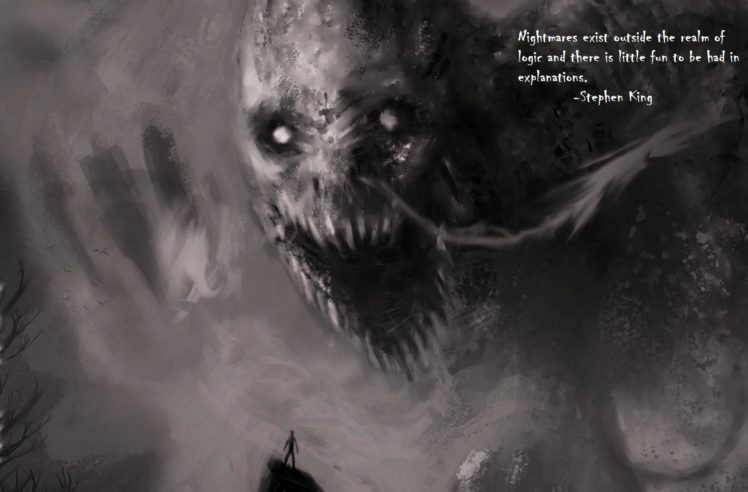 nightmares, Monster, Creepy, Logic, Stephen, King, Bw, Text, Horror HD Wallpaper Desktop Background