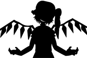 flandre, Scarlet, Monochrome, Silhouette, Touhou, Vampire, Vector, Wings