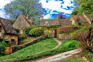 england, Houses, Cotswold, Hills, Nature