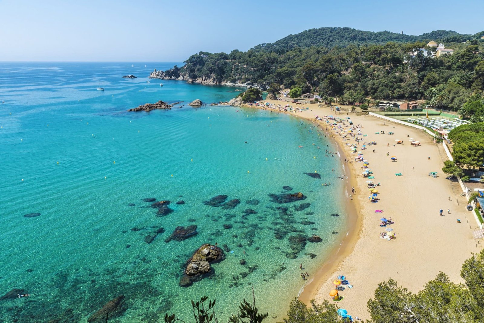 Overview of Santa Cristina beach in Lloret de Mar in Costa Brava, Catalonia, Spain