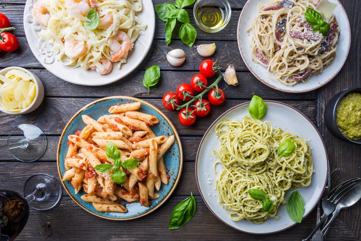 Italian pastas with different kinds of sauce