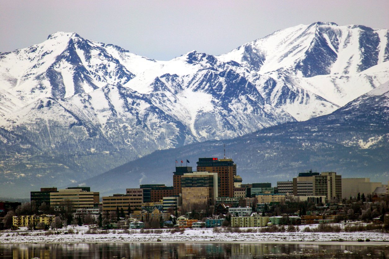 Downtown Anchorage, Alaska in winter