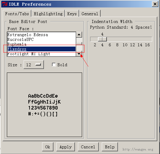Python IDLE自定义字体和缩进宽度