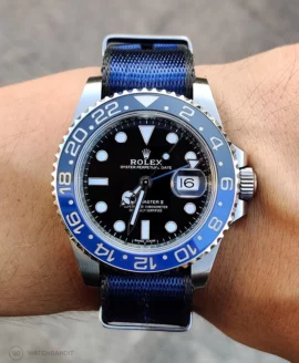 Rolex GMT Black Blue-nyloin Strap