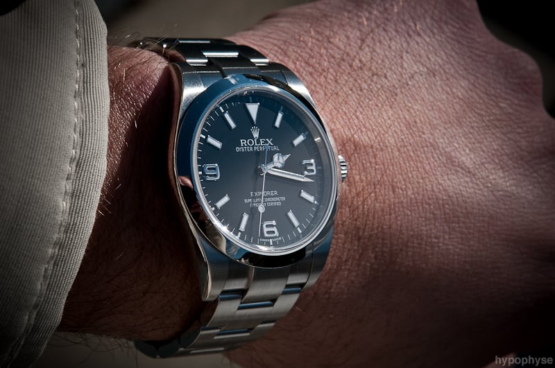 rolex explorer watch on the wrist