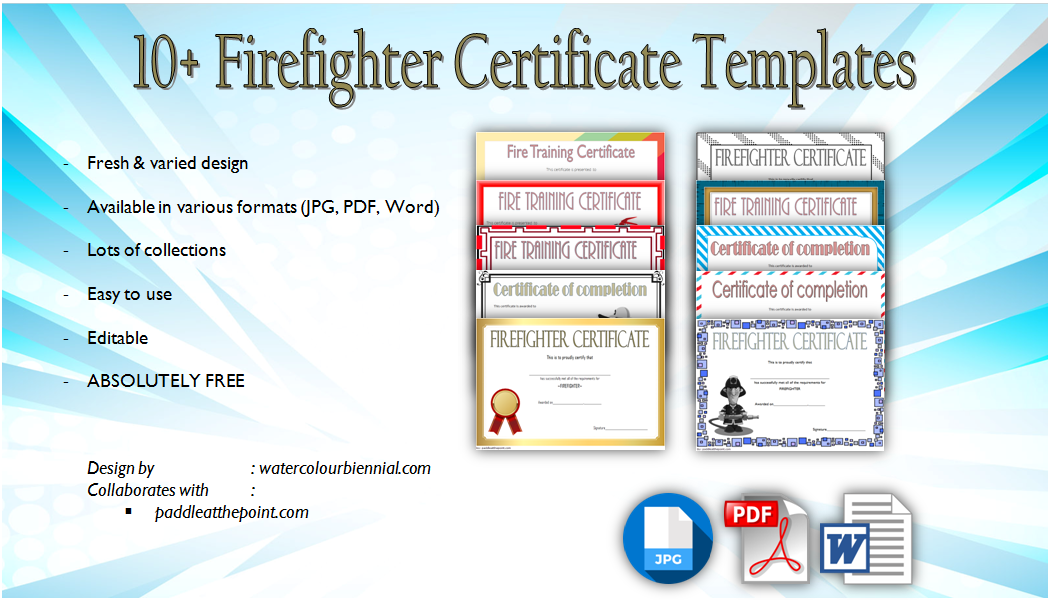 firefighter certificate template, firefighter training certificate template, honorary firefighter certificate template, firefighter of the year award template, junior firefighter certificate template