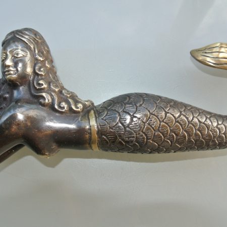 MERMAID heavy solid heavy Brass aged statue 9" shell