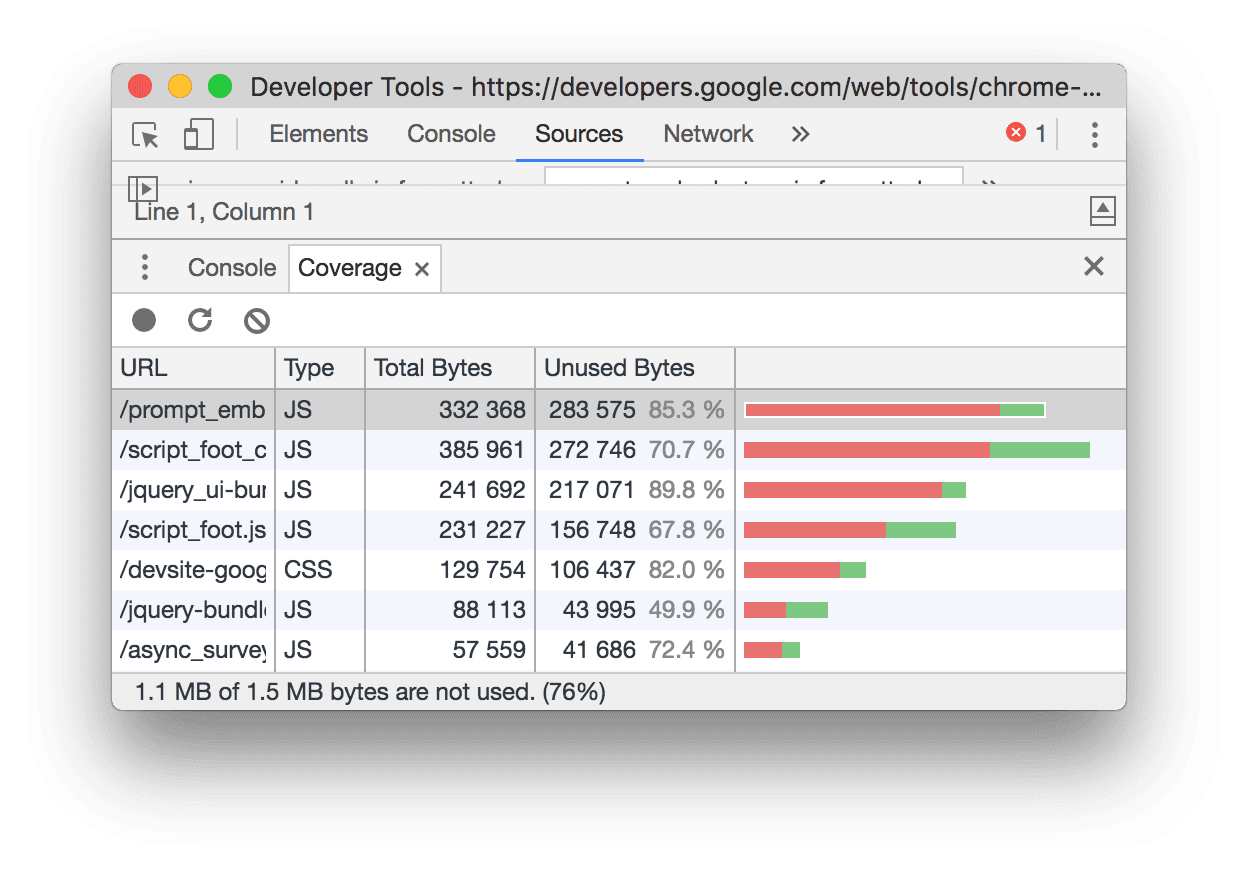 Code Coverage in DevTools