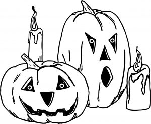 Jack O Lanterns Candles Halloween Coloring Page