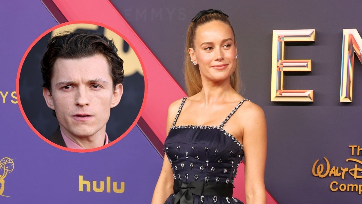 Brie Larson attends the 76th Primetime Emmy Awards at Peacock Theater on September 15, 2024 in Los Angeles, California/Tom Holland attends the 29th Annual Critics Choice Awards at Barker Hangar on January 14, 2024 in Santa Monica, California.