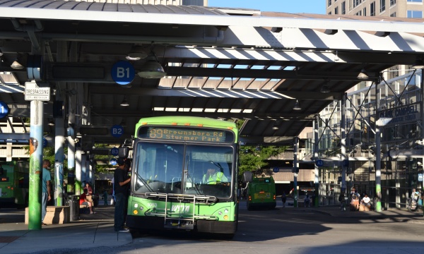 Bus picks up passengers in Winston-Salem