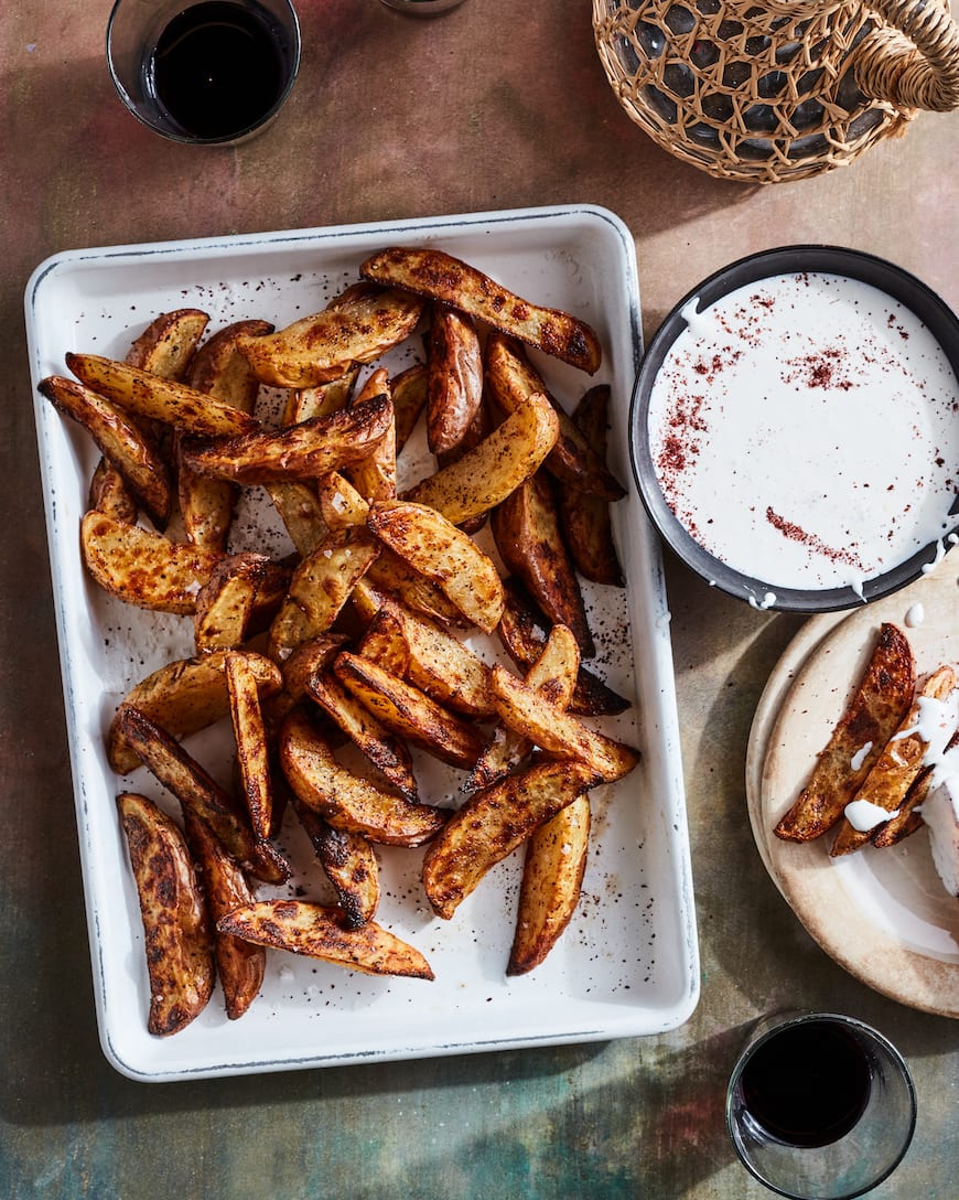 Sumac Fries with Garlic Feta Labneh