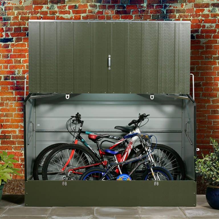 6x3 Trimetals green Protect.a.Cycle secure garden storage for bicycles and outdoor equipment.