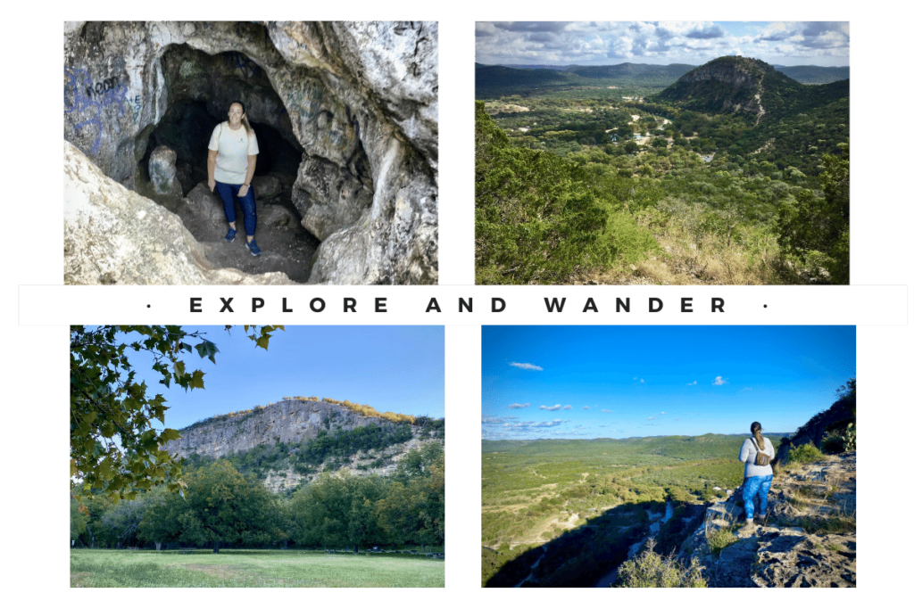 Where is laura traveling, hiking collage inside Garner state Park