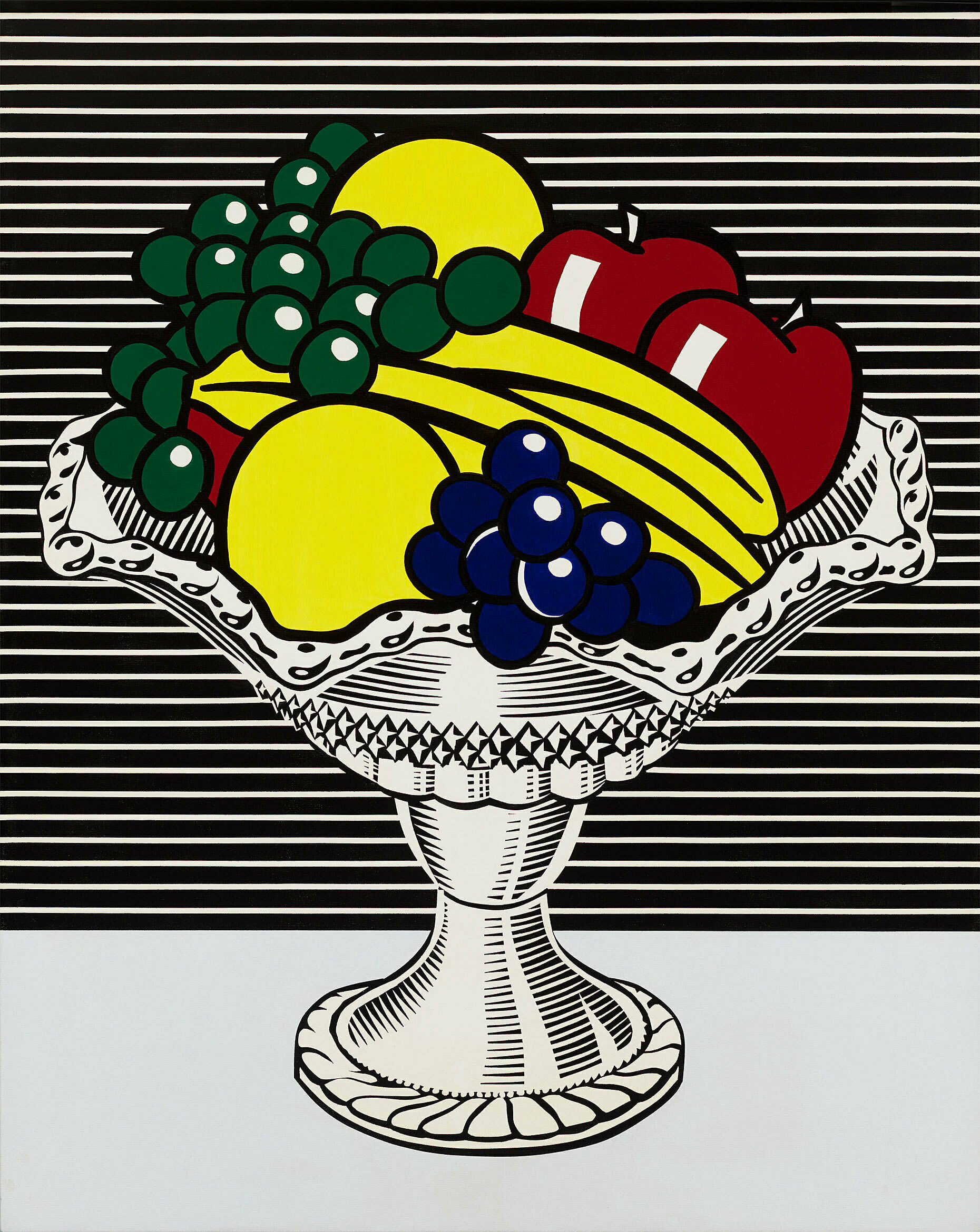 A pop still life of a bowl of fruit by Roy Lichtenstein