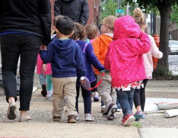 day care children walking on street