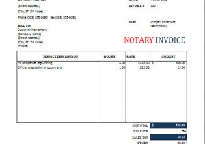 Notary Receipt Template Notary Invoice Template for Excel Excel Invoice Templates