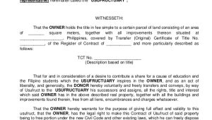 Usufructuary Contract Sample Template Contract Of Usufruct