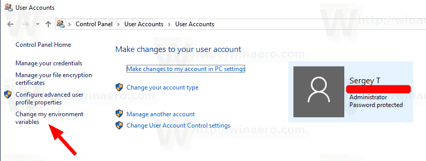 Windows 10 Change My Environment Variables Link