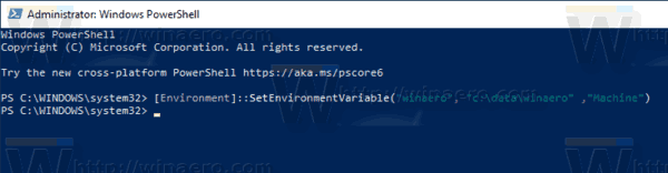 Windows 10 PowerShell New System Environment Vairable