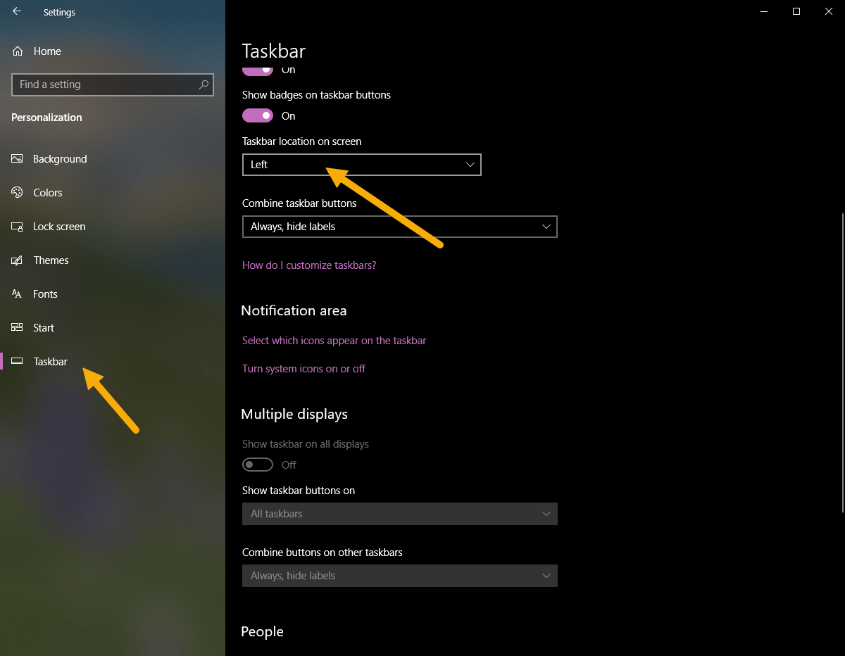 Windows 10 Taskbar Left Side