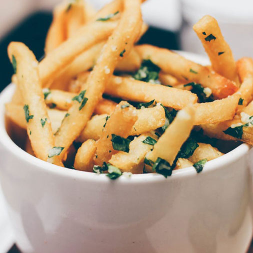 bowl of garlic French fries 