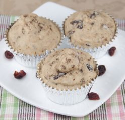 Loaded Pancake Muffins Recipe with chocolate chips, cranberries, and walnutsfor Breakfast or brunch