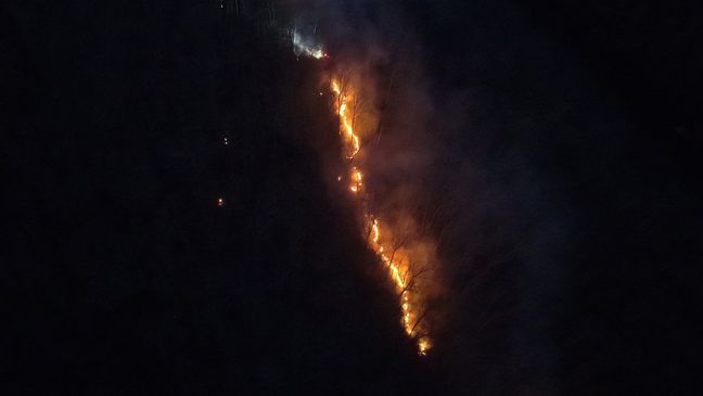 Crews from multiple counties battling large forest fire in Jefferson County (AerialJimPA)