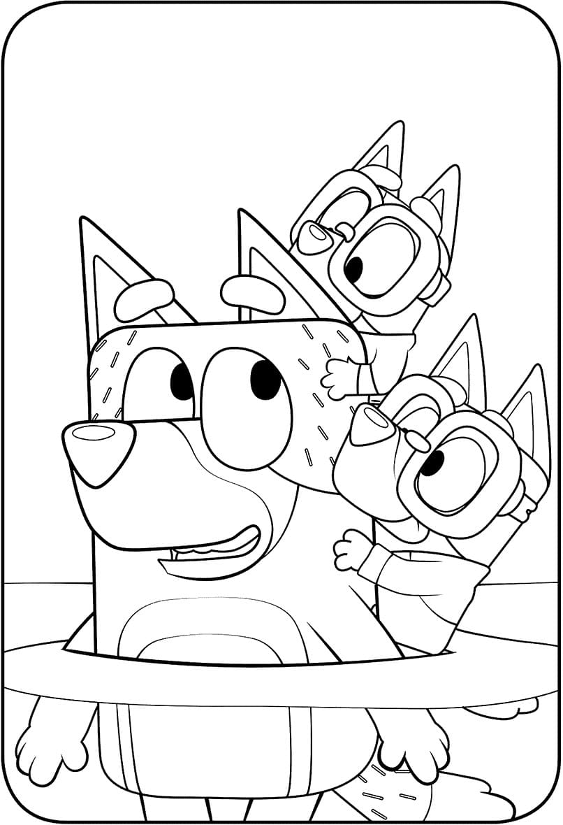 Printable Bluey Family Colouring Pages