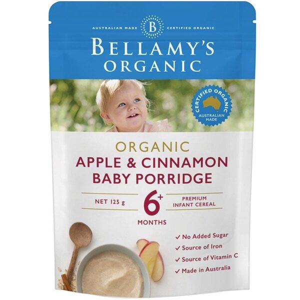 Bellamy’s Organic, Apple & Cinnamon Baby Porridge, 6+ Months