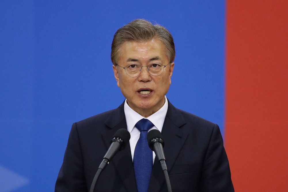 South Korea's President Moon Jae-In speaks during his presidential inauguration ceremony at National Assembly on May 10, 2017 in Seoul, South Korea. (Chung Sung-Jun/Getty Images)