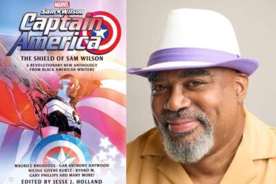 The cover of &quot;Captain America: The Shield of Sam Wilson&quot; and editor Jesse Holland. (Courtesy of Titan Books and Michael Jackson)