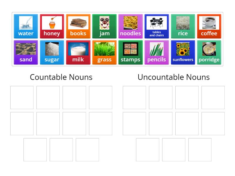 Countable and Uncountable Nouns - Group sort