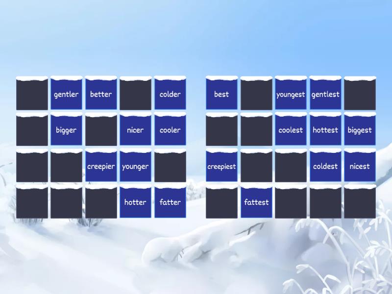 Superlative and Comparitive Adjectives - Matching pairs