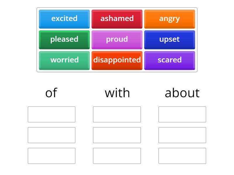 P6 Module 5 Adjective + preposition - Group sort image.